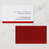Carte De Visite Blanc rouge moderne professionnel simple (Devant / Derrière)