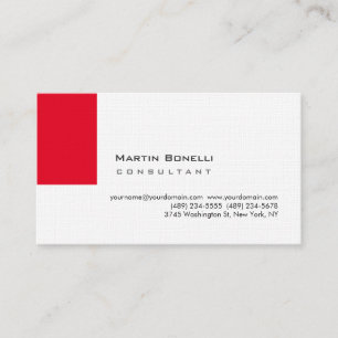 Carte De Visite Blanc Rouge Moderne Simple Lin Premium