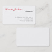 Carte De Visite Blanc Rouge tendance écriture manuscrite Plaine cr (Devant / Derrière)