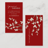 Carte De Visite Blanc Sakura Oriental Cherry Blossoms Élégant Chic (Devant / Derrière)