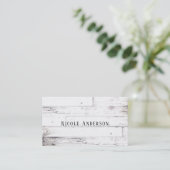 Carte De Visite Blanc Shabby Chic Bois Grange de Ferme Rustique (Debout devant)