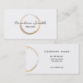 Carte De Visite Blanc simple abstrait d'or (Devant / Derrière)