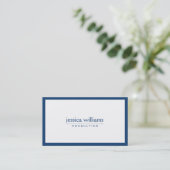 Carte De Visite Blanc Simple Avec Bordure Bleue Marine (Debout devant)