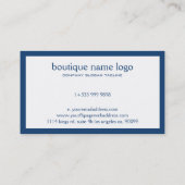 Carte De Visite Blanc Simple Avec Bordure Bleue Marine (Dos)