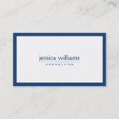 Carte De Visite Blanc Simple Avec Bordure Bleue Marine (Devant)