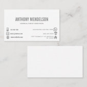 Carte De Visite Blanc simple avec des icônes (Devant / Derrière)