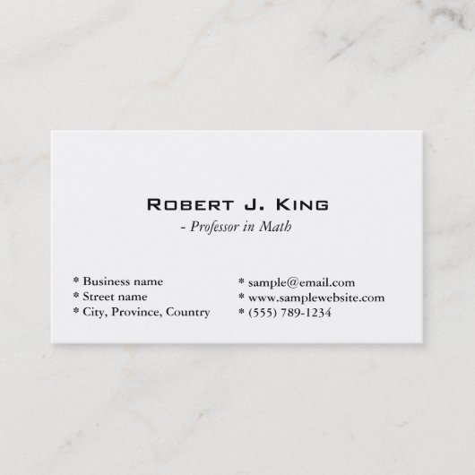 Carte De Visite blanc simple et uni (Devant)