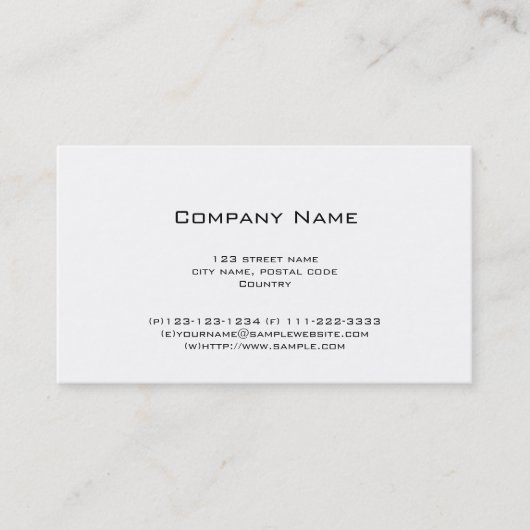 Carte De Visite blanc simple et uni (Devant)