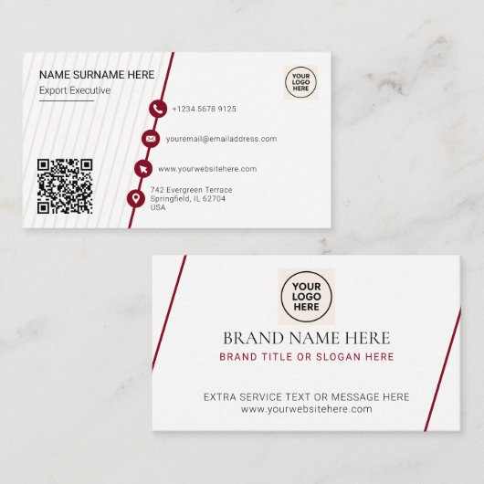 Carte De Visite Blanc simple formalisé QR Code professionnel moder (Devant / Derrière)