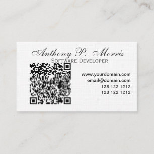 Carte De Visite Blanc simple minimal d'appel de TECH de code de QR