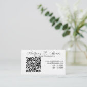 Carte De Visite Blanc simple minimal d'appel de TECH de code de QR (Debout devant)