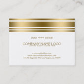 Carte De Visite Blanc Simple Moderne Avec Bande D'Or Décorative (Dos)