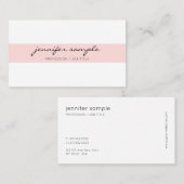 Carte De Visite Blanc simple moderne élégant de rose d'écriture (Devant / Derrière)