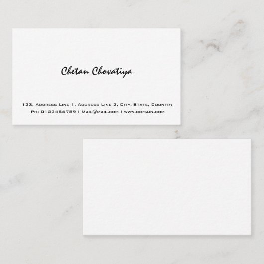Carte de visite blanc simple professionnel (Devant / Derrière)