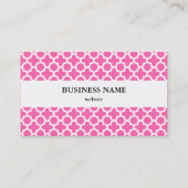 Carte De Visite Blanc sur Motif Quatrefoil rose chaud (Dos)
