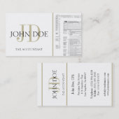 Carte De Visite Blanc/Tan du monogramme 1040 de comptable d'impôts (Devant / Derrière)