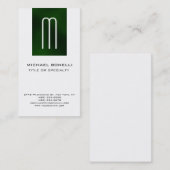 Carte de visite blanc tendance Monogram Green Stri (Devant / Derrière)