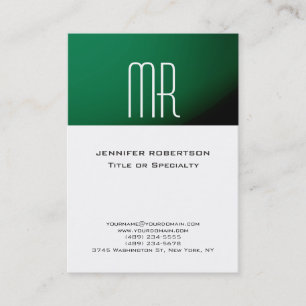 Carte de visite blanc tendance Monogram Green Stri