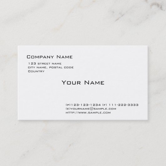 Carte De Visite blanc uni (Devant)