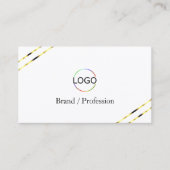 Carte De Visite Blanc uni avec lignes dorées Logo et code QR (Devant)
