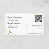 Carte De Visite Blanc uni avec lignes dorées Logo et code QR (Dos)