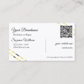 Carte De Visite Blanc uni avec lignes dorées, monogramme et code Q (Dos)