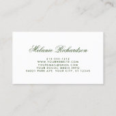 Carte De Visite Blanc vert floral d'aquarelle élégante (Dos)