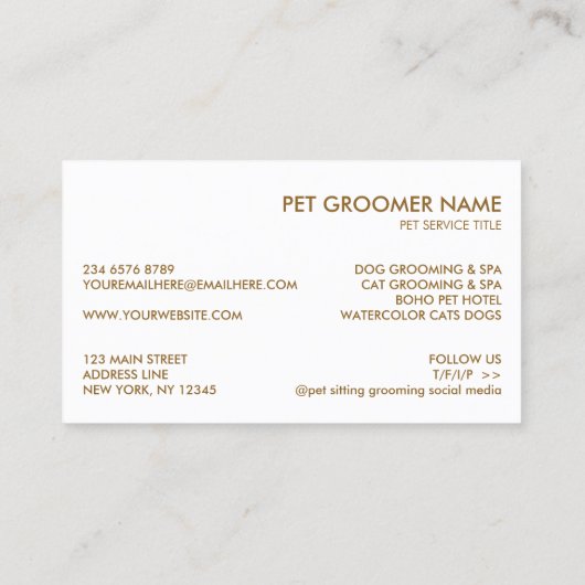 Carte De Visite Blanc Vert Grooming Animaux Spas Chats Chiens (Dos)