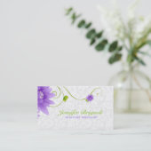 Carte De Visite Blanc Violet Et Vert (Debout devant)