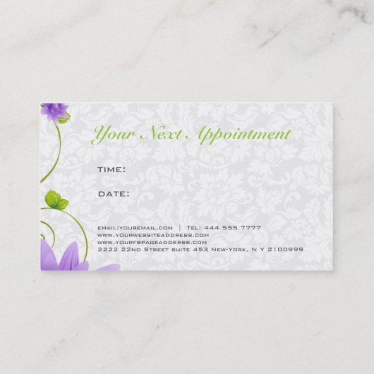 Carte De Visite Blanc Violet Et Vert (Dos)