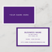 Carte de visite blanc violet minimal (Devant / Derrière)