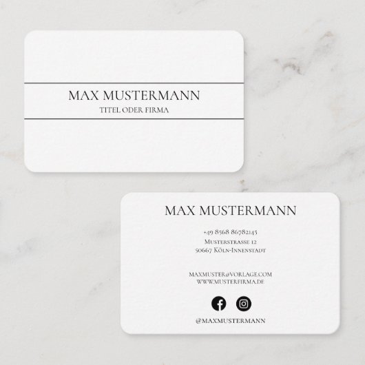 Carte de visite blanche (Devant / Derrière)