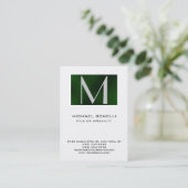 Carte de visite blanche à rayure verte monogramme (Debout devant)