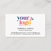 Carte de visite blanche avec QR code logo de base (Devant)