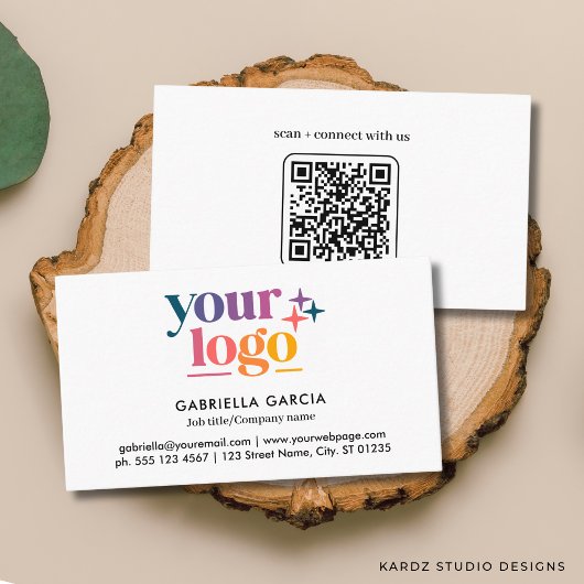 Carte de visite blanche avec QR code logo de base