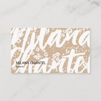 Carte De Visite Blanche beige Daisy Moderne Hippie Fleur Fleuriste