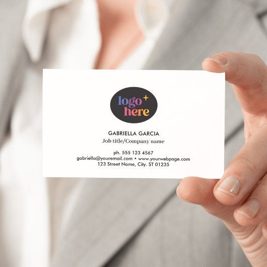 Carte de visite blanche code QR logo moderne