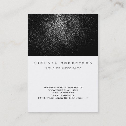 Carte de visite blanche effet cuir simple (Devant)