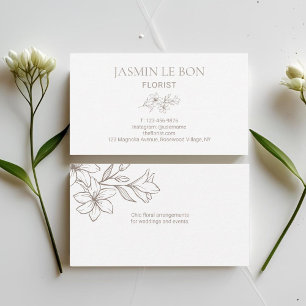 Carte De Visite BLANCHE Fleur minimaliste chic