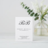 Carte de visite blanche monogramme moderne dodue (Debout devant)