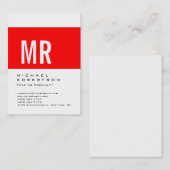 Carte de visite blanche monogramme rayée rouge pot (Devant / Derrière)
