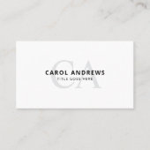 Carte de visite blanche simple monogramme minimali (Devant)