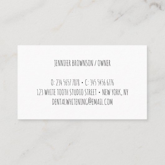 Carte De Visite Blanchissement dentaire (Dos)