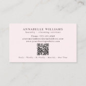 Carte De Visite Blanchisserie Services de nettoyage Code QR (Dos)