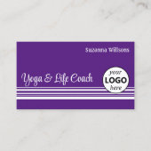 Carte De Visite Blancs chic violet avec logo professionnel (Devant)