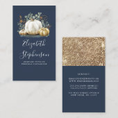 Carte De Visite Blancs et Citrouilles d'or Automne Harvest Marine  (Devant / Derrière)