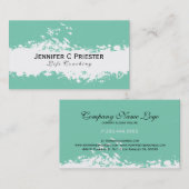 Carte De Visite Blancs et Grunge Vert Moderne (Devant / Derrière)