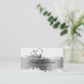 Carte De Visite Blancs & Grunge Argent Baguette & Oiseaux Volants (Debout devant)