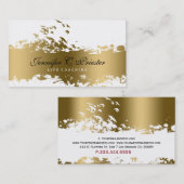 Carte De Visite Blancs & Grunge Gold Stripe & Flying Birds (Devant / Derrière)