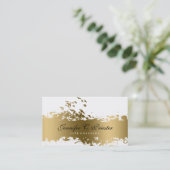 Carte De Visite Blancs & Grunge Gold Stripe & Flying Birds (Debout devant)